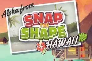 Pocztówka z napisem Aloha from Snap the Shape Hawaii, z tropikalnym motywem plaży i palm