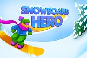 Postać na snowboardzie w kolorowym stroju z napisem w tle i śnieżnym krajobrazem