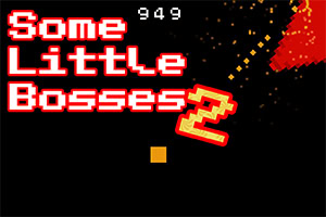 Napis „Some Little Bosses 2” w pikselowym stylu na czarnym tle z kolorowymi elementami graficznymi