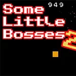 Napis „Some Little Bosses 2” w pikselowym stylu na czarnym tle z kolorowymi elementami graficznymi