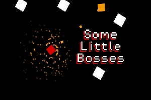 Czarny tło z pomarańczowym i białymi kwadratami oraz napisem Some Little Bosses