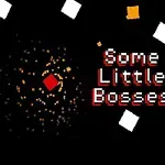 Czarny tło z pomarańczowym i białymi kwadratami oraz napisem Some Little Bosses