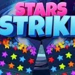 Kolorowe gwiazdki w różnych rzędach na niebieskim tle z dużymi napisami STARS i STRIKE na górze