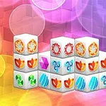 Kolorowe kostki z symbolami przedstawiające różne wzory geometryczne na tle z gradientem tęczowych barw