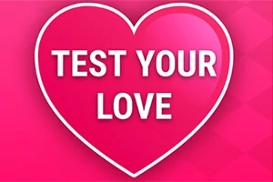 Różowe serce z napisem TEST YOUR LOVE na tle w odcieniach różu