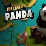 Panda stojąca na platformie z pniami drzew, otoczona wodą, z tytułem The Last Panda obok