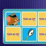 The Tom and Jerry Show: Memory Mischief Plansza z kafelkami, w tym obrazek myszy w kapeluszu i lupy, na tle z logo Tom Jerry Show