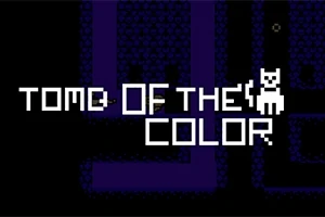 Napis TOME OF THE COLOR na ciemnym tle z postacią przypominającą kota