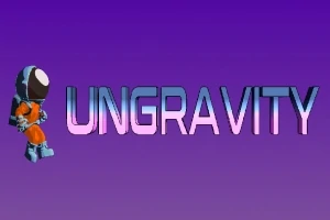 Postać astronauty na fioletowym tle obok napisu UNGRAVITY