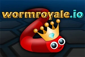 Czerwony wąż z koroną na ciemnym tle z napisem wormroyale