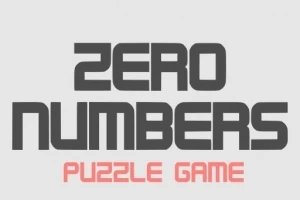 Napis ZERO NUMBERS w ciemnym kolorze z czerwonym napisem PUZZLE GAME poniżej na jasnym tle