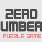 Napis ZERO NUMBERS w ciemnym kolorze z czerwonym napisem PUZZLE GAME poniżej na jasnym tle