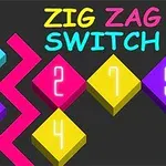Kolorowe romby z numerami i napis ZIG ZAG SWITCH na czarnym tle