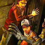 Zombie Hunter Postacie próbujące zamknąć drzwi przed zbliżającymi się zombie